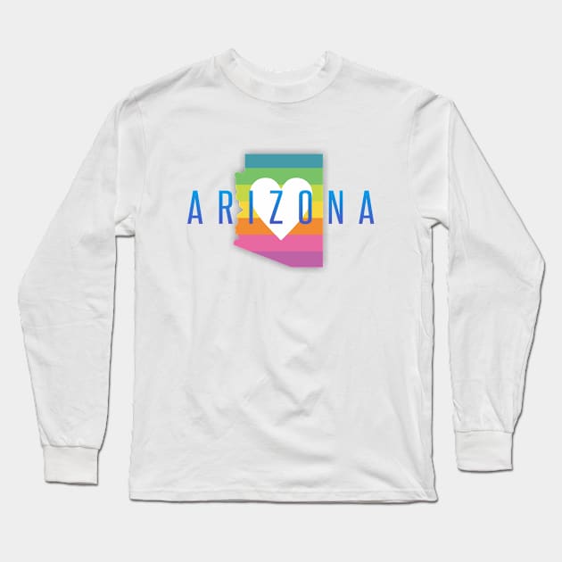 Arizona Rainbow Heart Long Sleeve T-Shirt by Dale Preston Design